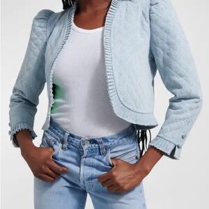 Women's Light Blue Quilted Jean Jacket